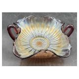 Carnival Glass handled dish 5 inch wide
