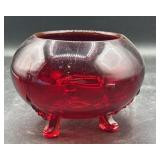 Ruby red footed dish 4.5 inch tall