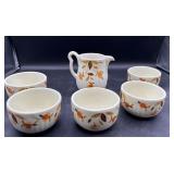 Halls jewel tea berry bowls /small pitcher