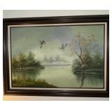 Large hand painted wildlife scene picture