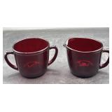 Anchor Hocking Ruby red cream and sugar
