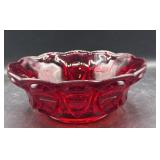 Ruby red large glass bowl 8.5 inch wide