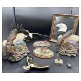 Large amount of an American bald eagle figurines