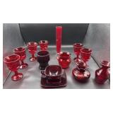 Ruby Red glassware, goblets cups and more