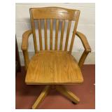 wooden office chair on wheels