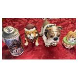 Dog figurines in Air Force beer Stein