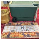Igloo cooler on wheels rug baskets