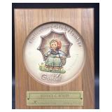 Goebel small plate in wooden holder