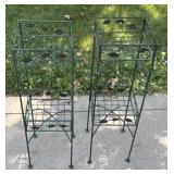 Two metal flower plant stands