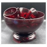 Anchor hocking ruby red Punchbowl set with stand