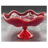 Viking Ruby red glass compote 6.5 inch wide