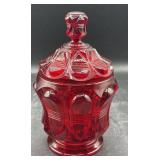Fenton Ruby and jar with Lid