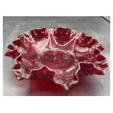 Ruby red 7 inch white dish