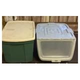 Two plastic totes
