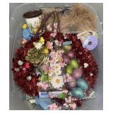 Large plastic tote filled with Easter holiday