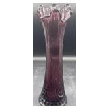 MCM purple glass swung vase 11'