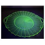 Green depression uranium handled plate 11.5 inch