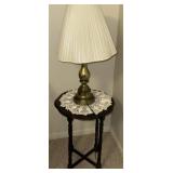 Vintage wooden nightstand with lamp
