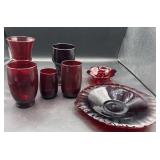 Large lot of ruby  red glassware