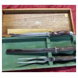 Cutco carving knife set in wooden box