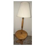 Oak wooden side table lamp