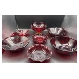 Huge lot of ruby red glass bowls