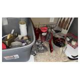 Plastic tote, sunglasses kitchen items all to go