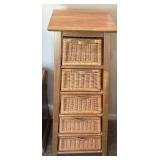 Wooden wicker storage cabinet