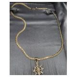 14kT Gold ship wheel\17 Grams gold necklace
