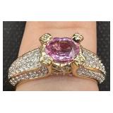 14 KT Yellow Gold Tourmaline Diamond Ring