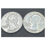 1957/1964 silver Washington quarters