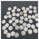 50 Silver Mercury dimes