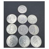Ten Eisenhower one dollar coins