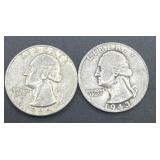 1943/1964 Washington silver quarters