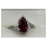 14k white gold Ruby diamond ring