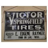 Dies Stamped Tin Victor Springfield Tires Sign
