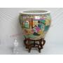 Large Chinese Porcelain Fish Bowl Planter w Stand