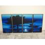 Vintage Four-Part Moonscape Painting on Canvas