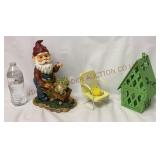 Gnome Statue, Lawn Chair Candle & Candle Lantern