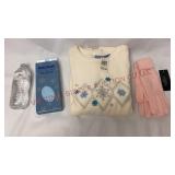 Holiday Slipper Socks, Fleece Shirt & Gloves - NEW