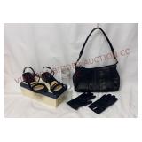 Leather Handbag & Gloves, LS Studio Sandals 8-1/2