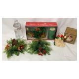 Vintage Holiday Candle Rings & Santa Candleholder