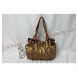 B Makowsky Gold Leather Handbag Purse