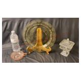 Depression Glass Serving Tray, Bowl & Wedding Box