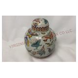 Vintage Chinese Qi Ling Butterfly Ginger Jar w Lid