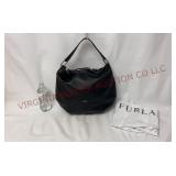 Furla Black Pebbled Leather Handbag / Tote w Bag