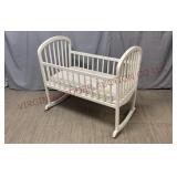 White Wooden Rocking Cradle Crib - 38" long