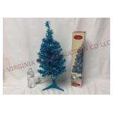 St Nicholas Square 2 ft Aqua Tinsel Tree w Box