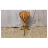 Vintage Basket Weave Tripod Planter - 25.5" tall