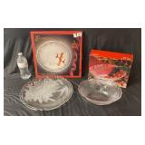 Vintage Christmas Bells 13" Platter & 10" Bowl